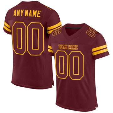 Maxcorners Custom Burgundy Burgundy-Gold Mesh Authentic Football Jersey LM2605