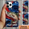Maxcorners American Flag Wave Custom Name Fishing Phone Case