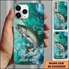 Maxcorners Fishing Teal Aqua Marble Wave Customized Name 3D Cap