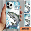 Maxcorners Fishing Phone Case Halftone Dot Background Custom Name Phone Case