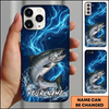Maxcorners Electric Blue Lightning Splash Custom Name Fishing Phone Case