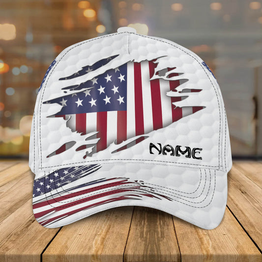 Maxcorners Custom American Golf Classic Cap, Idea Cap for Golfer, American Flag Golf Cap LM0402