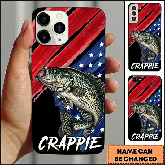 Maxcorners Vintage American Theme Illustration Custom Name Fishing Phone Case