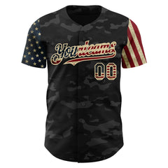 Maxcorners Custom Blue White-Red 3D Pattern Design American Flag Outer Space Light Swords Premium Baseball Jersey LM0210