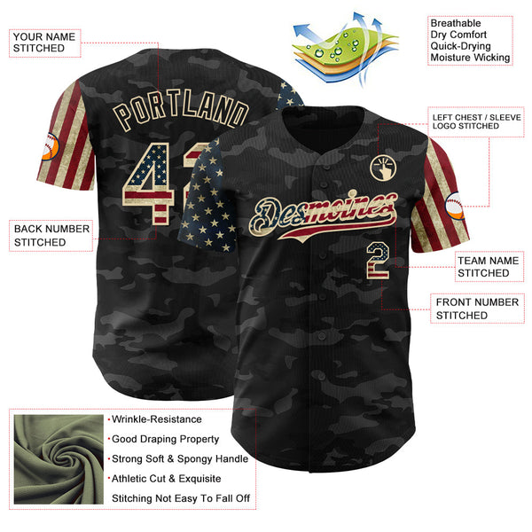 Maxcorners Custom Blue White-Red 3D Pattern Design American Flag Outer Space Light Swords Premium Baseball Jersey LM0210