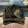 Maxcorners Fishing Black Olive Woodland Wave Customized Name 3D Cap