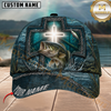 Maxcorners Fishing Glowing Cross Barbed Wire Teal Water Customized Name 3D Cap