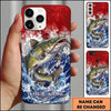 Maxcorners Fishing Phone Case Patriotic Flag Water Splash Custom Name Phone Case