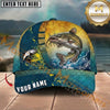 Maxcorners Ocean Blue Gold Splash Custom Name Fishing Cap