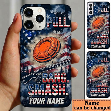 Maxcorners Trap Shooting Pull Bang Smash Orange Clay Target American Flag Shotgun Personalized Phone Case