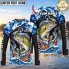 (13 Breeds) Maxcorners Fishing Blue Geometric Camo Bass Beer Anchor Splash Design Custom Name & Team Name 3D Shirts