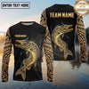 Maxcorners Fishing Black Gold Blue Splash Tribal Pike Design Custom Name & Team Name 3D Shirts (13 Breeds)