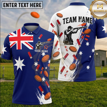 Maxcorners Trap Shooting Australian Flag Stars Union Jack Clay Target Shooter Personalized Shirt