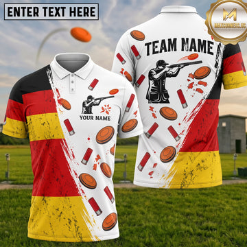 Maxcorners Trap Shooting German Flag Black Red Yellow Clay Target Shotgun Shells Personalized Shirt