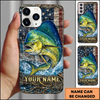 Maxcorners Fishing American Flag Design Personalized Name Phone Case (12 Fish Species)