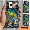 Maxcorners Fishing American Flag Sunset and Fishing Boat Design Personalized Name Phone Case (12 Fish Species)