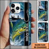 Maxcorners Fishing Hook and Ocean Collage Design Personalized Name Phone Case (12 Fish Species)
