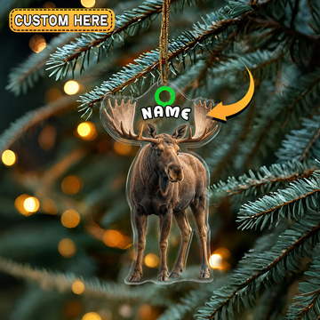 Maxcorners Hunting Moose Portrait Customized Name 3D Keychain And Ornament