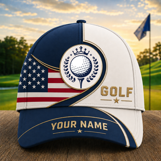 Maxcorners Royal Patriot 3D Golf Personalized Name Cap