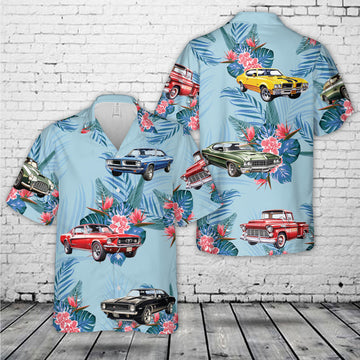 Maxcorners Classic Muscle Car Tropical Floral Hawaiian Shirt