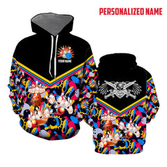 Maxcorners Colorful Bowling 3D Custom Name Shirt