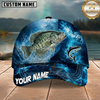 Maxcorners Fishing Electric Blue Wave Splash Custom Name 3D Cap