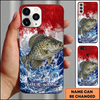 Maxcorners Fishing Phone Case Patriotic Flag Water Splash Custom Name Phone Case
