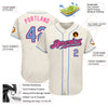 Maxcorners Custom Cream Light Blue Black-Pink Authentic Baseball Jersey LM2605