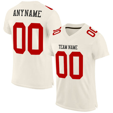 Maxcorners Custom Cream Red Mesh Authentic Football Jersey LM2605
