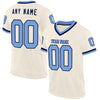 Maxcorners Custom Cream Light Blue-Navy Mesh Authentic Throwback Football Jersey LM2605