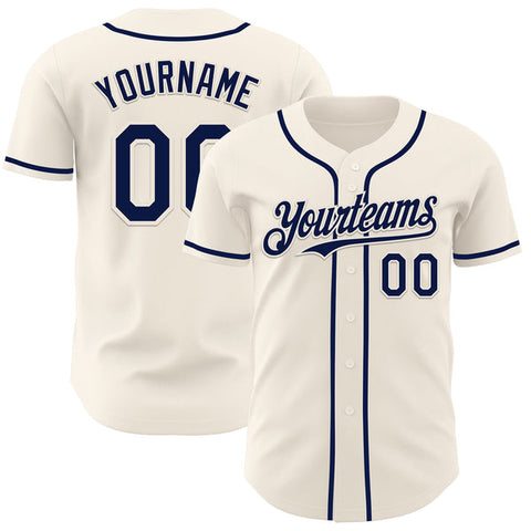 Maxcorners Custom Cream Navy Authentic Baseball Jersey
 LM0609