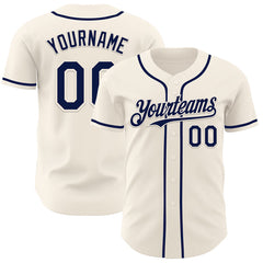 Maxcorners Custom Cream Navy Authentic Baseball Jersey LM0609
