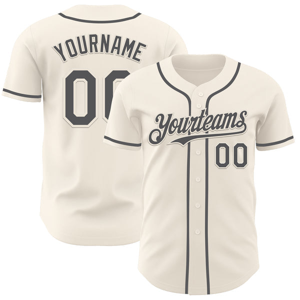 Maxcorners Custom Cream Steel Gray Authentic Baseball Jersey
 LM0609