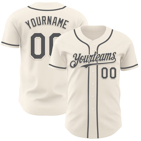 Maxcorners Custom Cream Steel Gray Authentic Baseball Jersey
 LM0609