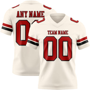 Maxcorners Custom Cream Red-Black Authentic Football Jersey LM2605