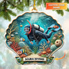Maxcorners Personalized Scuba Diving In Seashell Ornament Custom Name Decor Gift For Diver Lovers LM2111