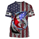 Maxcorners Tuna Fishing Fish Hook Vintage American Flag Customize Name 3D Shirts