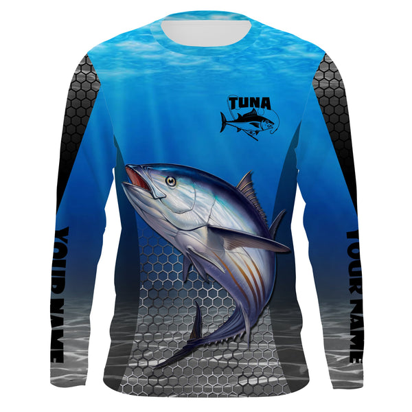 Maxcorners Tuna Fishing Blue Ocean Custom Long Sleeve Performance Fishing Shirts UV Protection Fishing Apparel LM2408