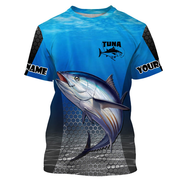 Maxcorners Tuna Fishing Blue Ocean Custom Long Sleeve Performance Fishing Shirts UV Protection Fishing Apparel LM2408