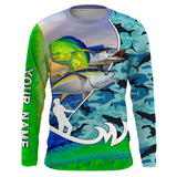 Maxcorners Customized Name Mahi Mahi, Wahoo, Tuna Fishing Blue Fishing 3D Shirts