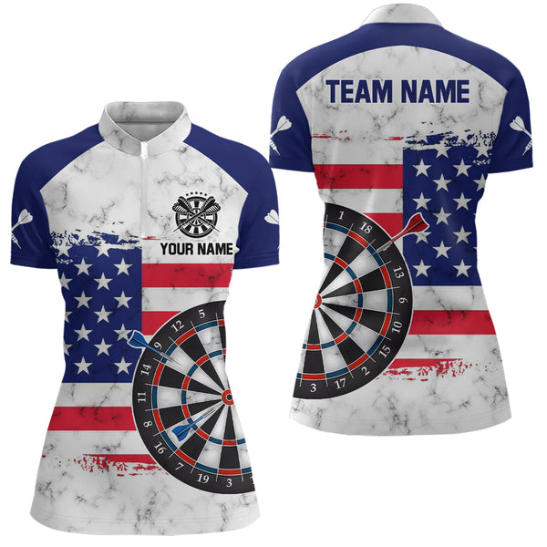 Maxcorners American Flag Target Darts Polo Shirts Custom Darts Shirt For Women Dart Jerseys