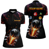 Maxcorners Ball 8 Fire Thunder Billiard Polo Shirts For Men Custom Name Billiard Shirt Design