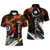 Maxcorners Personalized Name Billiard Skull Flame Polo Shirts For Men Custom Team Name Billiard Shirt Design Lm105