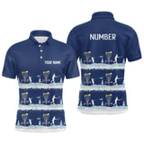 Maxcorners Winter Disc Golf Pattern Mens Disc Golf Polo Shirt Custom Name And Number Disc Golf Gifts For Men | Dark Blue MT0510