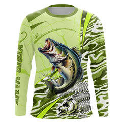 Maxcorners Bass Fishing Water Waves Camo Customize Shirts For Men And Women Personalized Fishing Gift LM2408