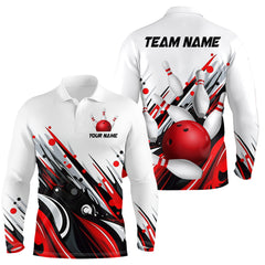 Maxcorners Bowling Shirt For Mens Custom Name Bowling Flame Lightning Team Jersey Shirt | Red