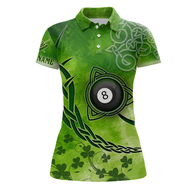 Maxcorners Billiard Celtic Irish Shamrock Polo Shirts For Men Custom Name Billiard Shirt Design | Green