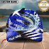 Maxcorners Fishing Blue Geometric Splash Personalized Name 3D Cap (12 Fish Species)