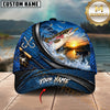 Maxcorners Fishing Sunset Splash Personalized Name 3D Cap (12 Fish Species)