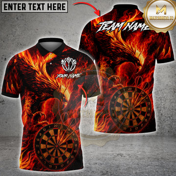 Maxcorners Darts Fire Phoenix Dartboard Flame Design Multicolor Customized Name, Team Name 3D Shirts